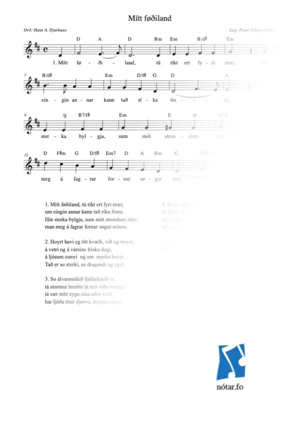 1107 Mítt føðiland, tú ríkt er fyri mær (med vandmærke) - watermark