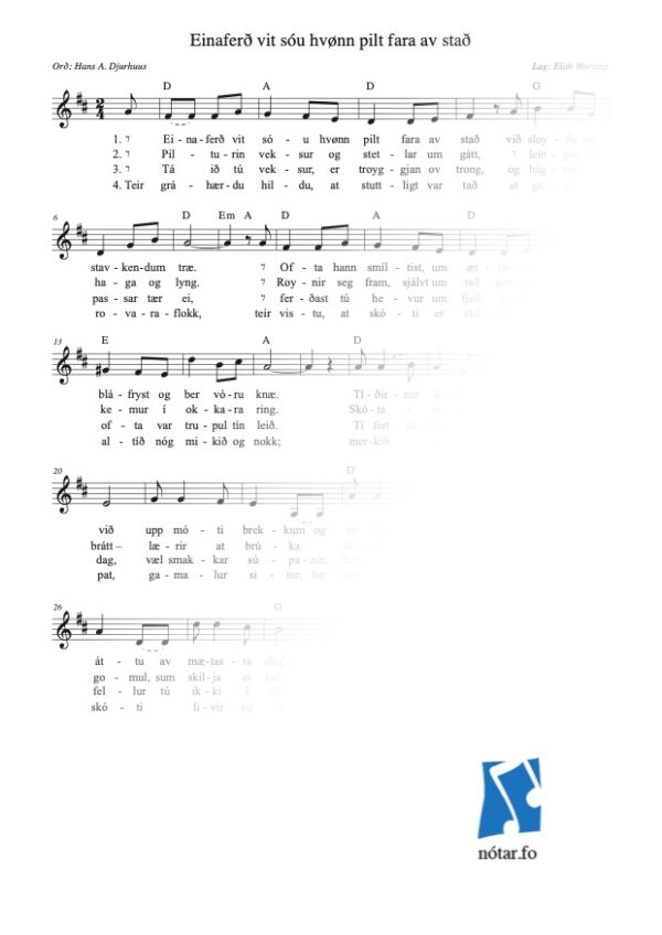 2579 Einaferð vit sóu hvønn pilt fara avstað (med vandmærke) - watermark