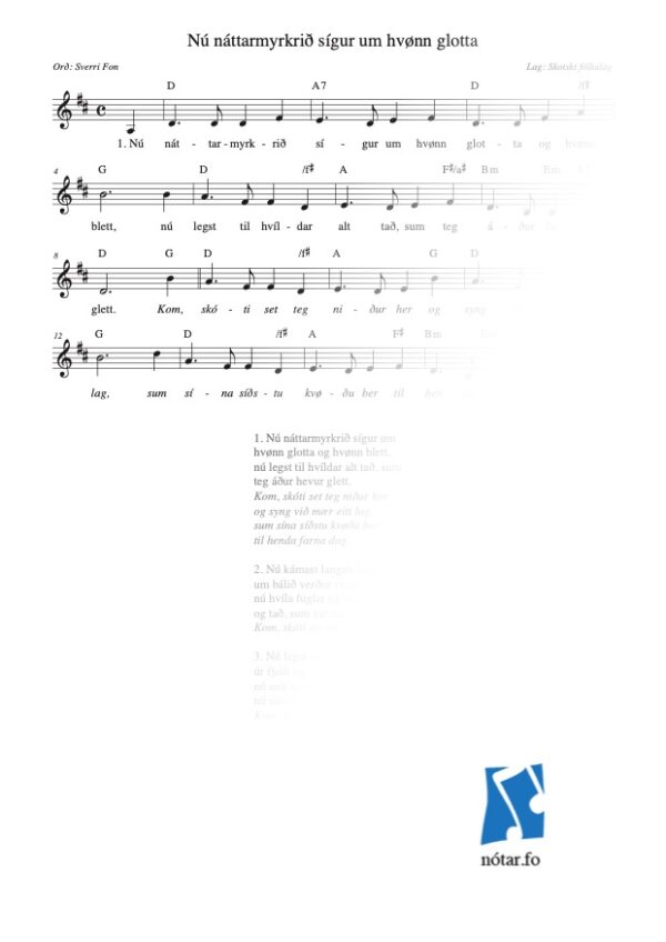 2581 Nú náttarmyrkrið sígur um (med vandmærke) - watermark