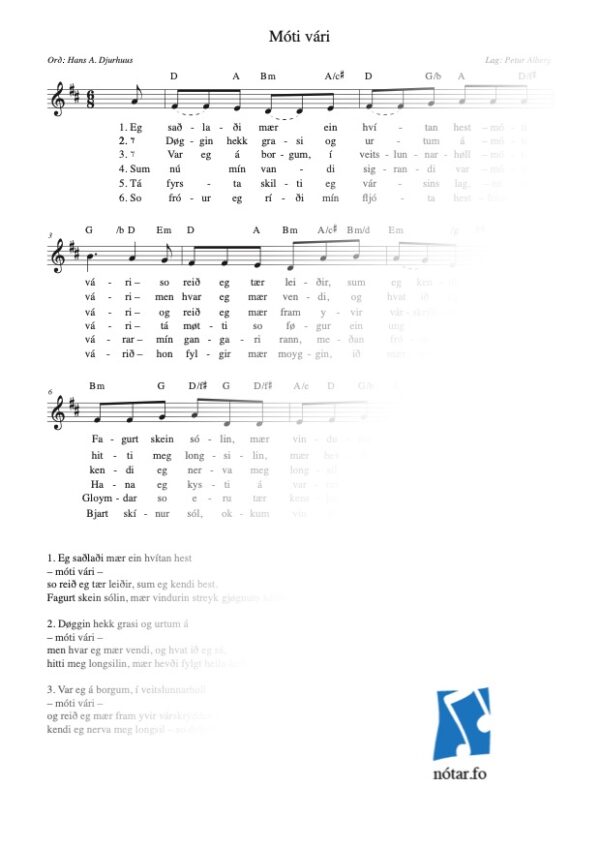 527 Eg saðlaði mær ein hvítan hest (med vandmærke) - watermark