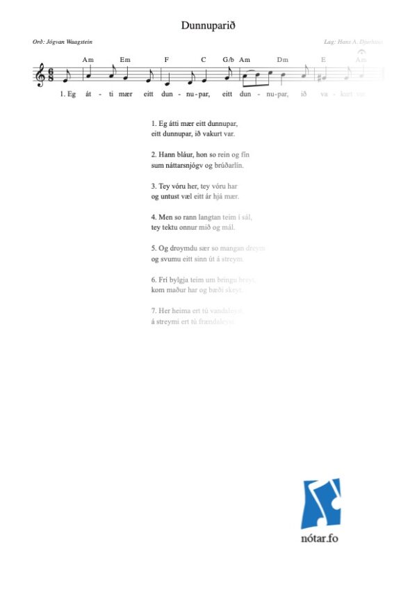 Eg átti mær eitt dunnupar (med vandmærke) - watermark