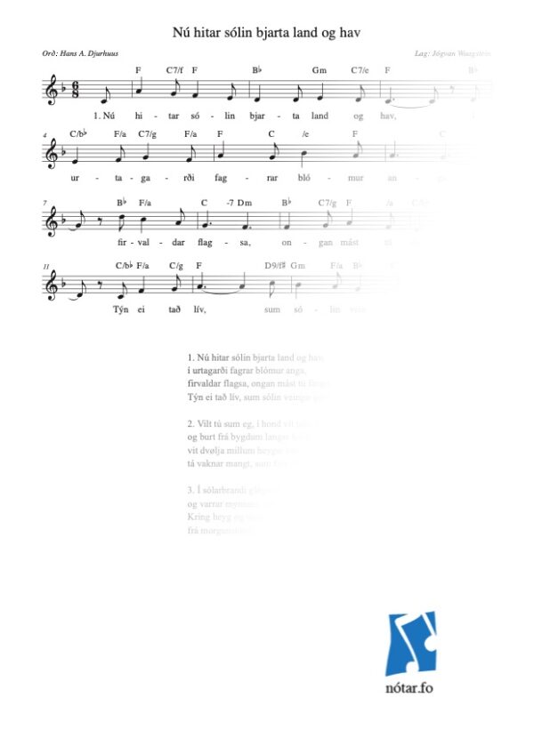 Nú hitar sólin bjarta (med vandmærke) - watermark