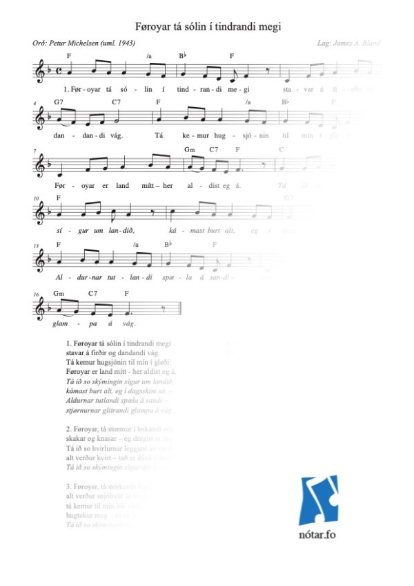 Føroyar, tá sólin í tindrandi megi (med vandmærke) - watermark