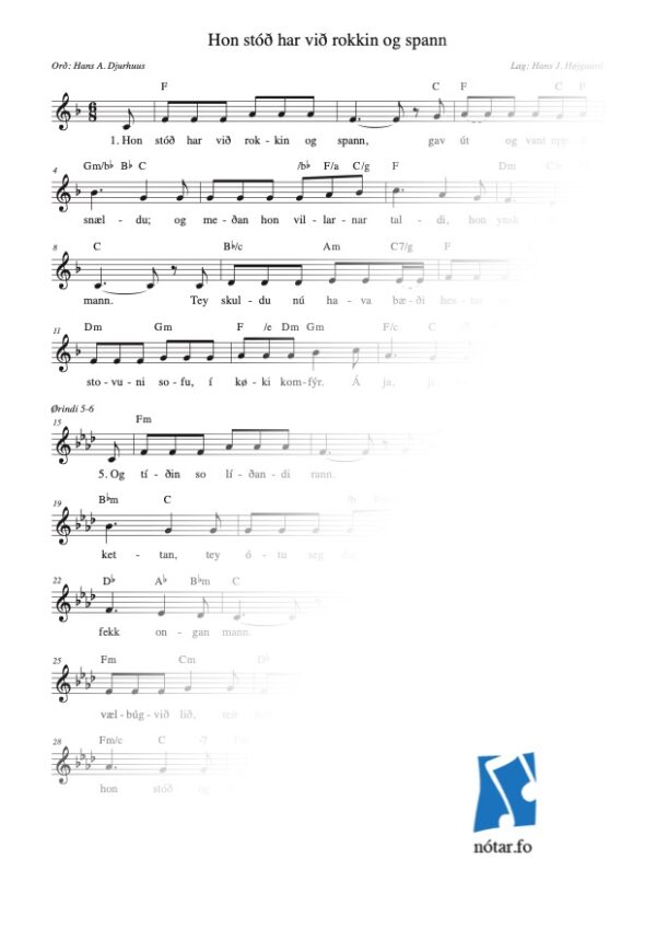 Hon stóð har við rokkin (med vandmærke) - watermark