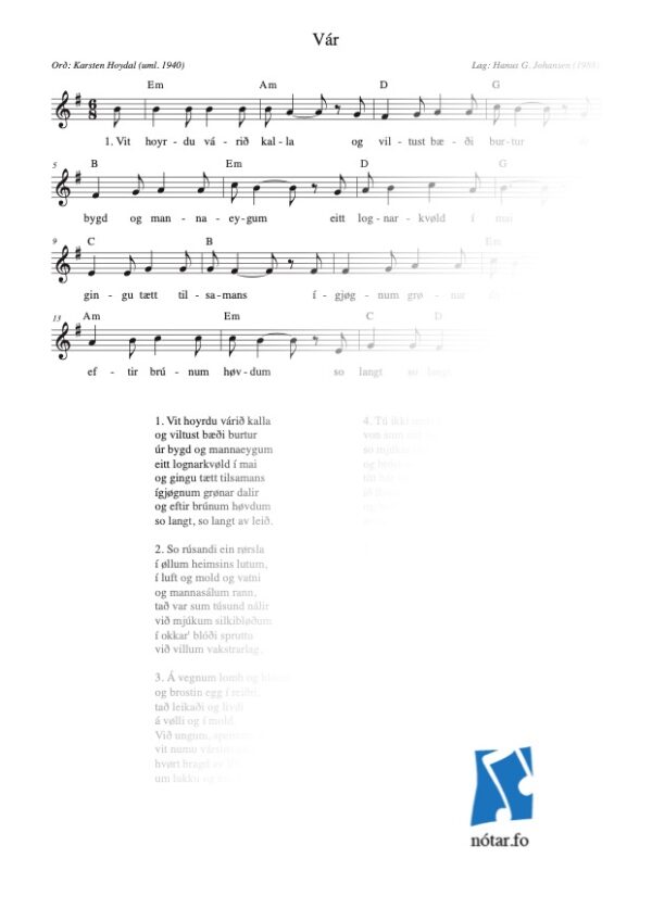 Vit hoyrdu várið kalla (med vandmærke) - watermark