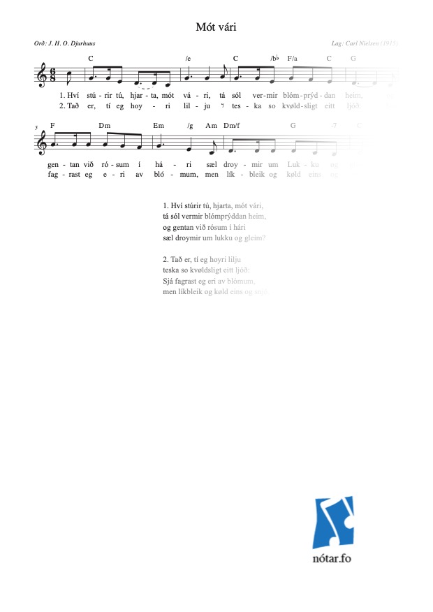 Hví stúrir tú, hjarta, mót vári (med vandmærke) - watermark