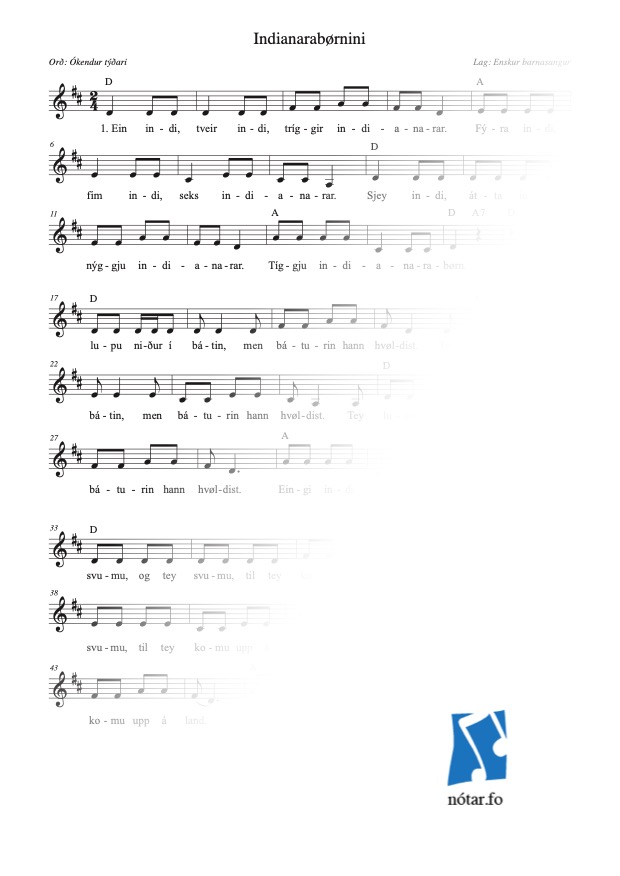 Ein indi, tveir indi, tríggir indianarar (med vandmærke) - watermark