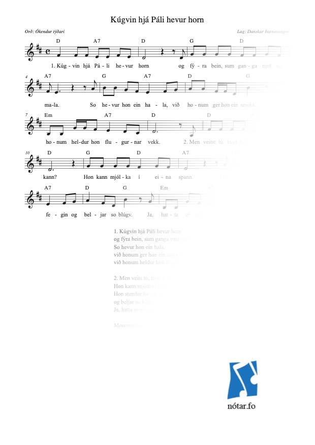 Kúgvin hjá Páli hevur horn (med vandmærke) - watermark