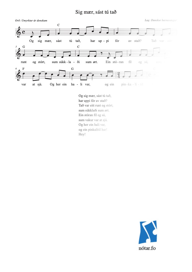 Sig mær, sást tú tað (med vandmærke) - watermark